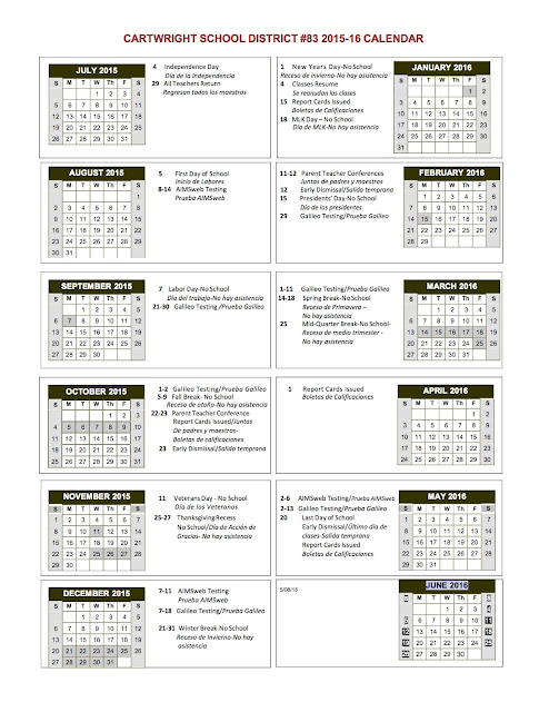 Mrs. Guzman's 2023 Graduates: 2015-16 School Year Calendar
