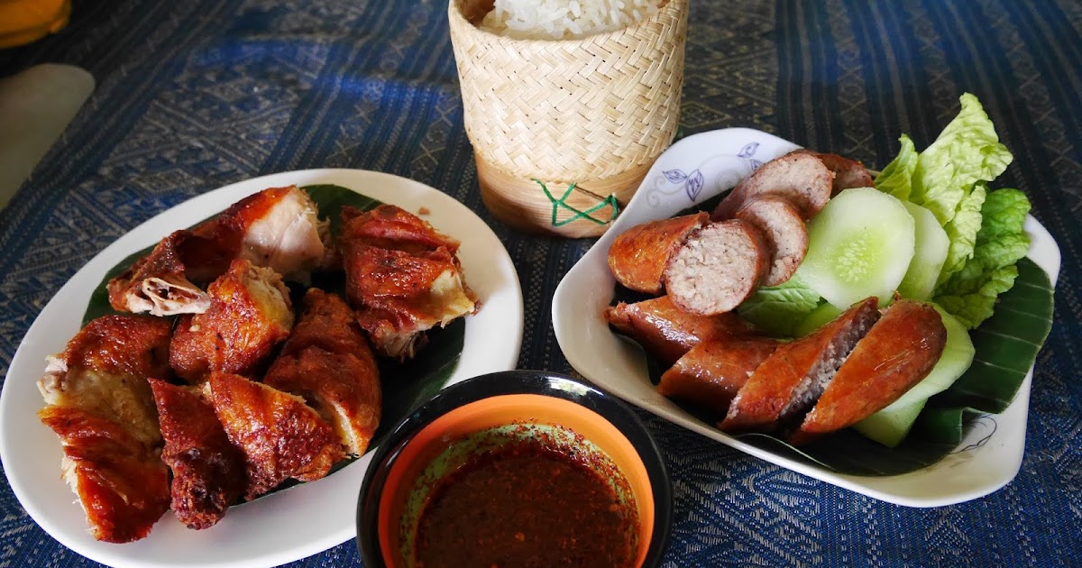 The BEST fried chicken and Lao sausage Papaya Salad Restaurant, Luang