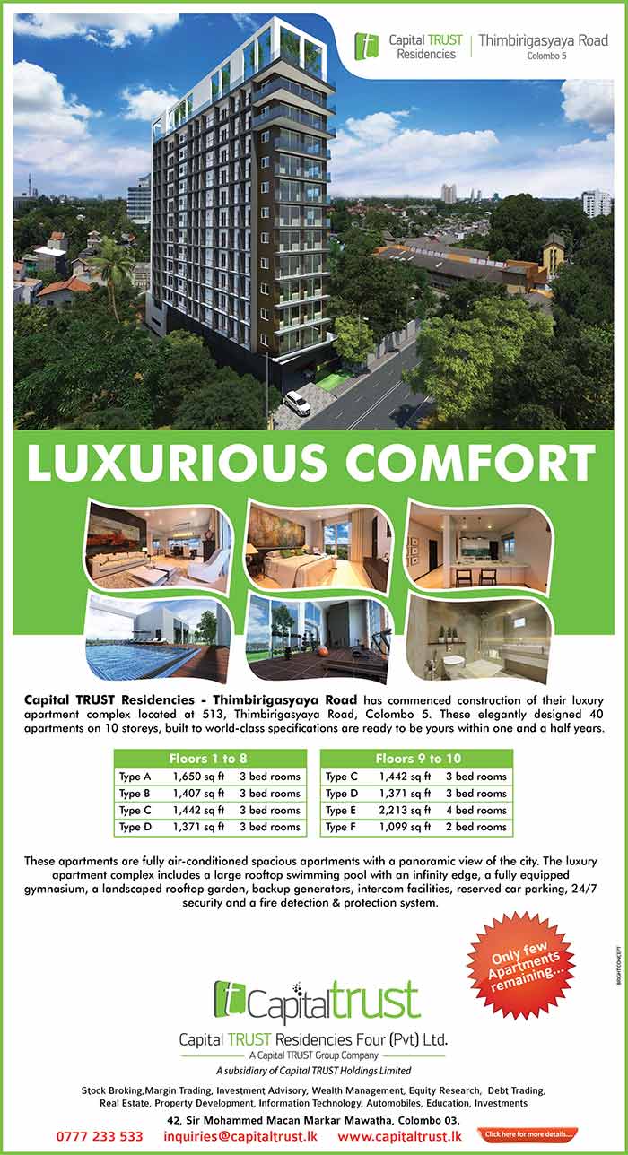 Luxury living in Thimbirigasyaya Road, Colombo 05.