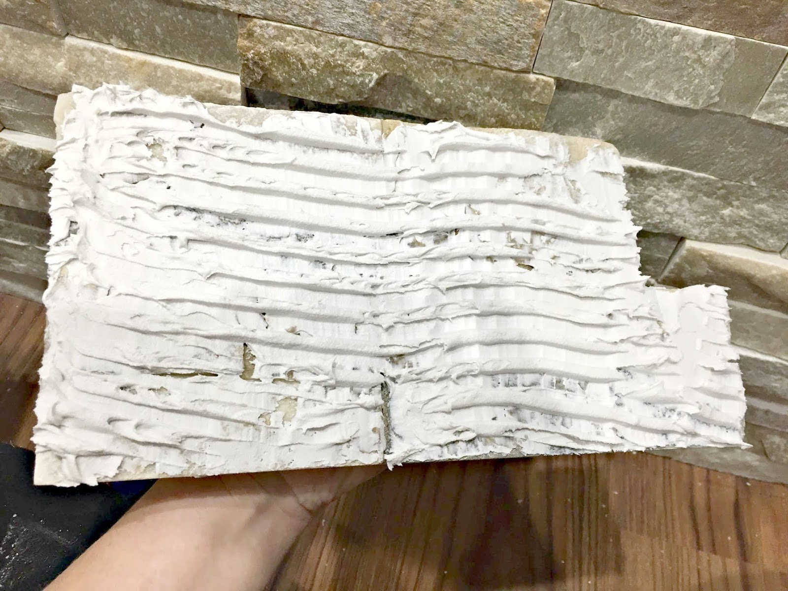 How to Install Stacked Stone Tile on a Fireplace Thrifty Decor Chick