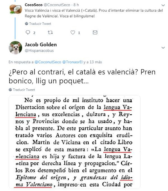Coco seco VS Jacob Golden, lengua valenciana, catalán