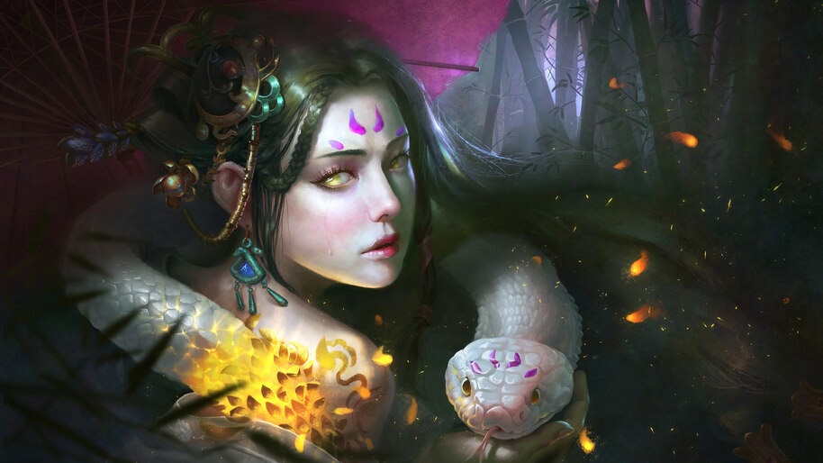 Fantasy, Women, Snake, Art, 4K, #4.977