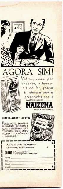 Propaganda do Amido de Milho Maizena em 1956. Machismo oculto na propaganda.