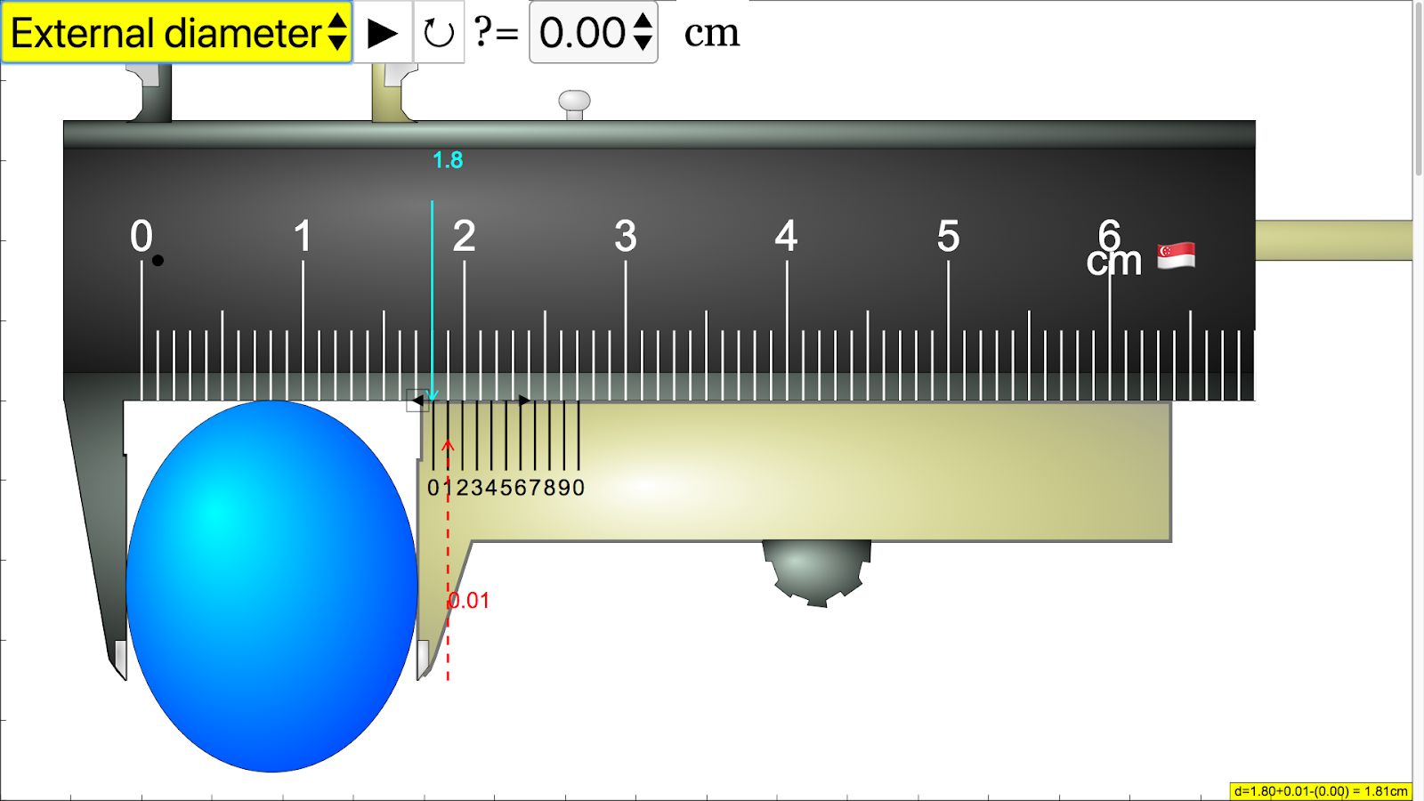 Vernier caliper simulator Clearance