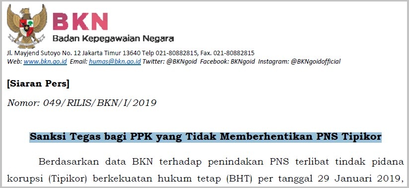 Sanksi Tegas Bagi PPK Yang Tidak Memberhentikan PNS Sanksi Tegas Bagi PPK Yang Tidak Memberhentikan PNS