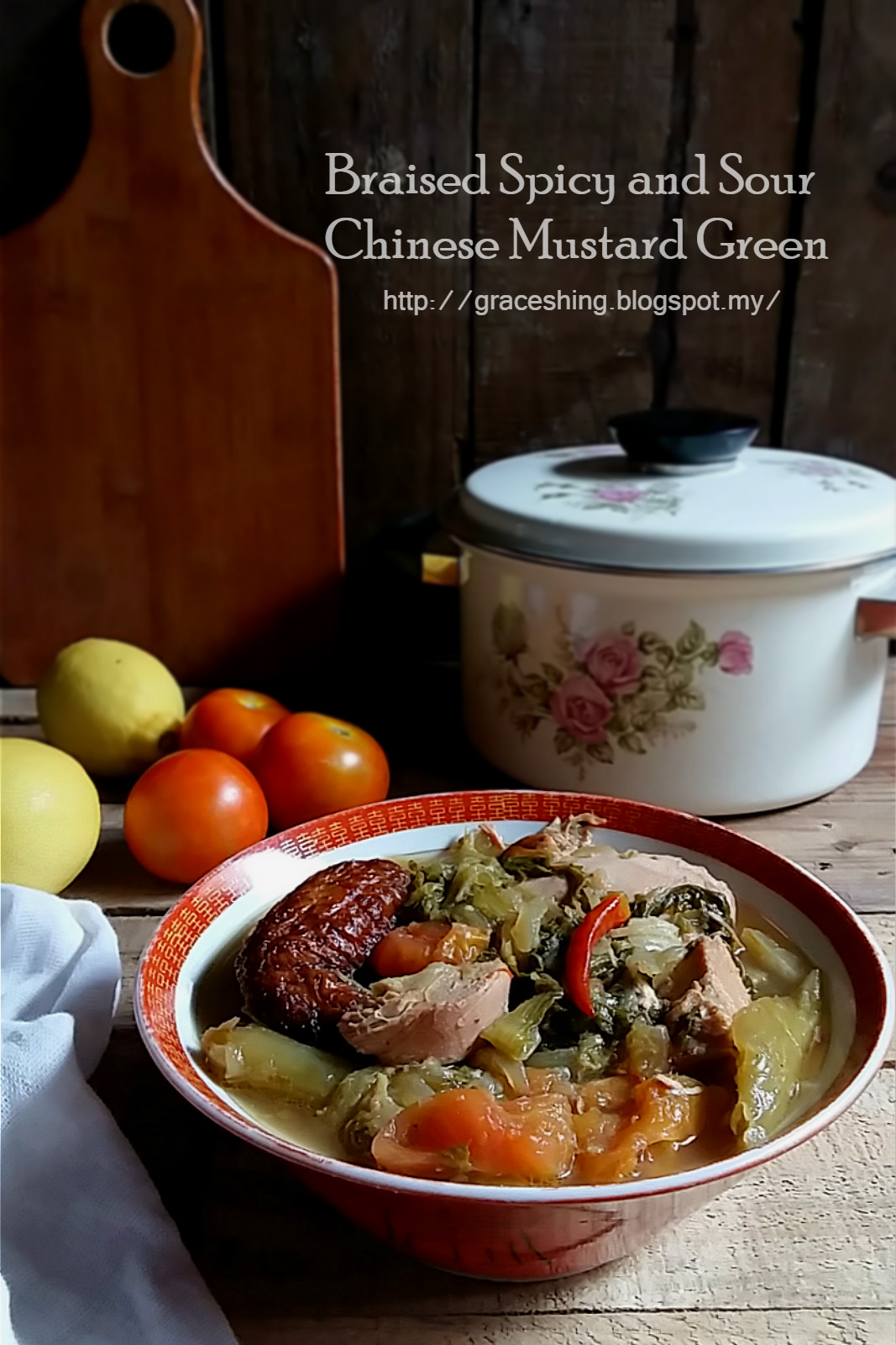 Grace's Blog 欣语心情: 酸辣芥菜 Braised Spicy and Sour Chinese Mustard Green ...