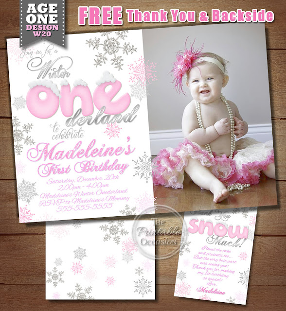 winter one derland birthday invitations