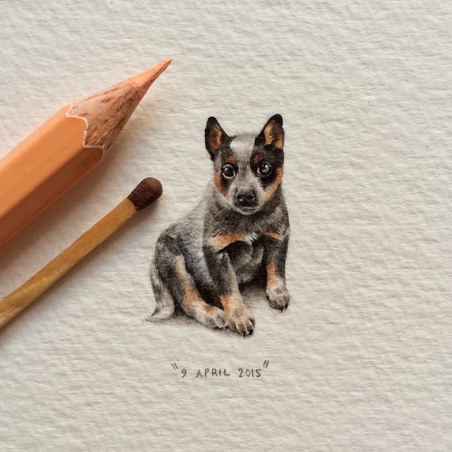 08-Cattle Dog-Lorraine-Loots-Miniature-Paintings-Commemorating-Special-Occasions-www-designstack-co
