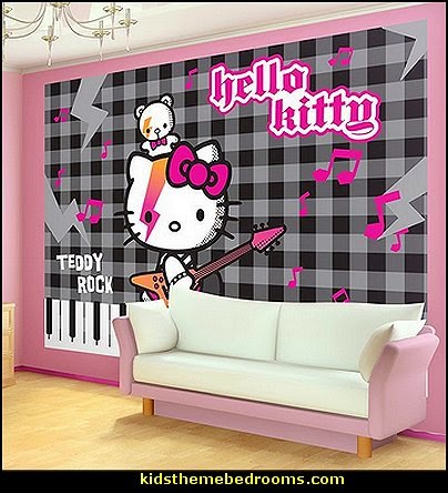 Hello Kitty bedroom ideas - Hello Kitty bedroom decor - Hello Kitty bedroom decorating - Hello Kitty bedroom furniture - Hello Kitty Wallpaper Mural - Hello Kitty Throw Pillows - Hello Kitty bedding - Hello Kitty Rugs