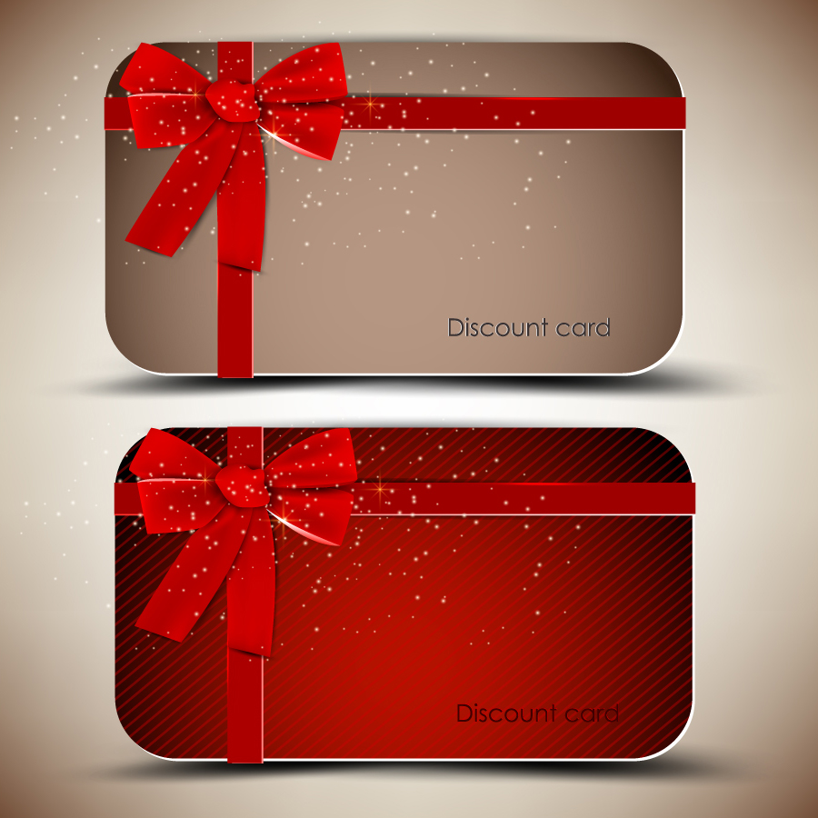 リボン飾りのディスカウント カード red ribbons card template イラスト素材