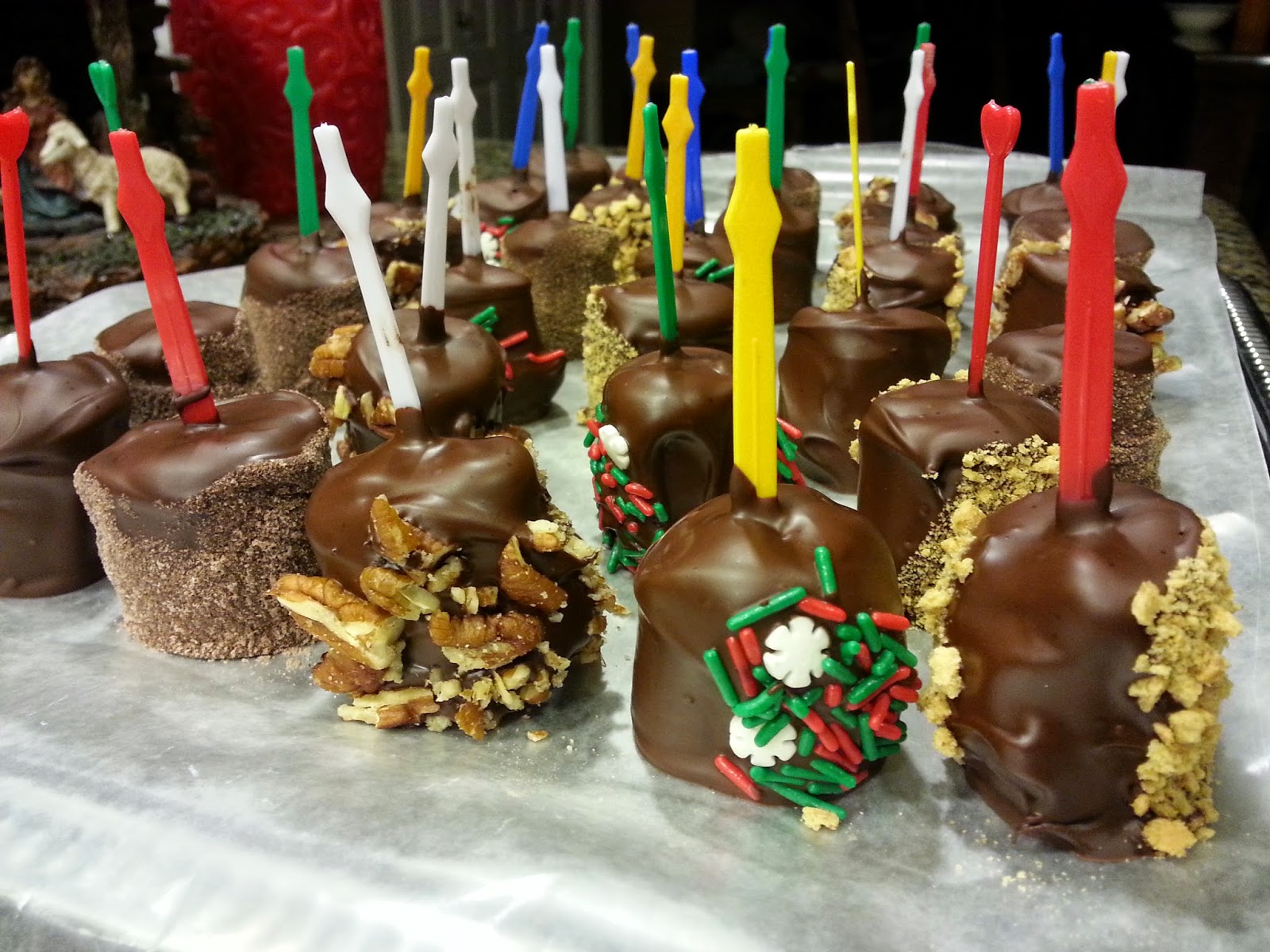 Sweet and Savory Secrets Chocolate Dipped Marshmallows for Christmas