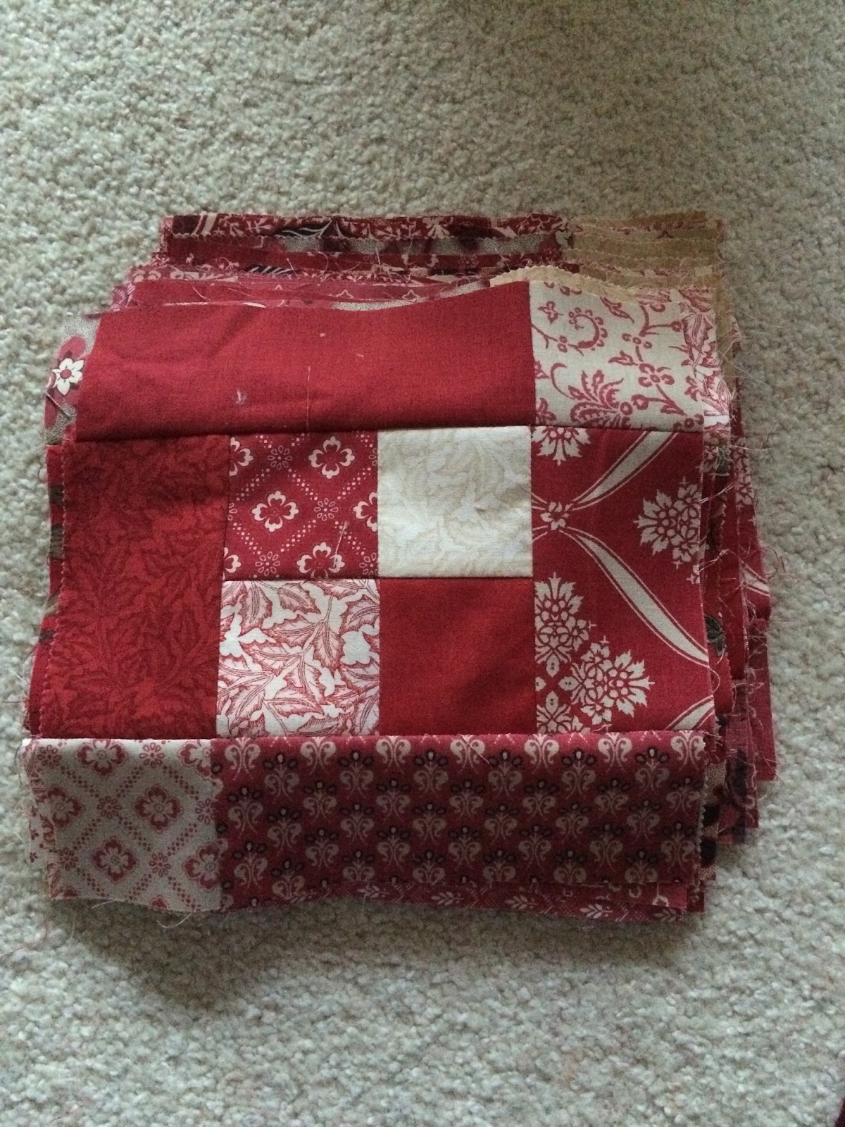 Mother Patchwork Red and Cream quilt at Christmas time, not for Christmas!