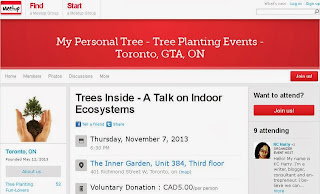 Meetup Talk on Indoor Ecosystems - Trees Inside; Toronto, November 7, 2013