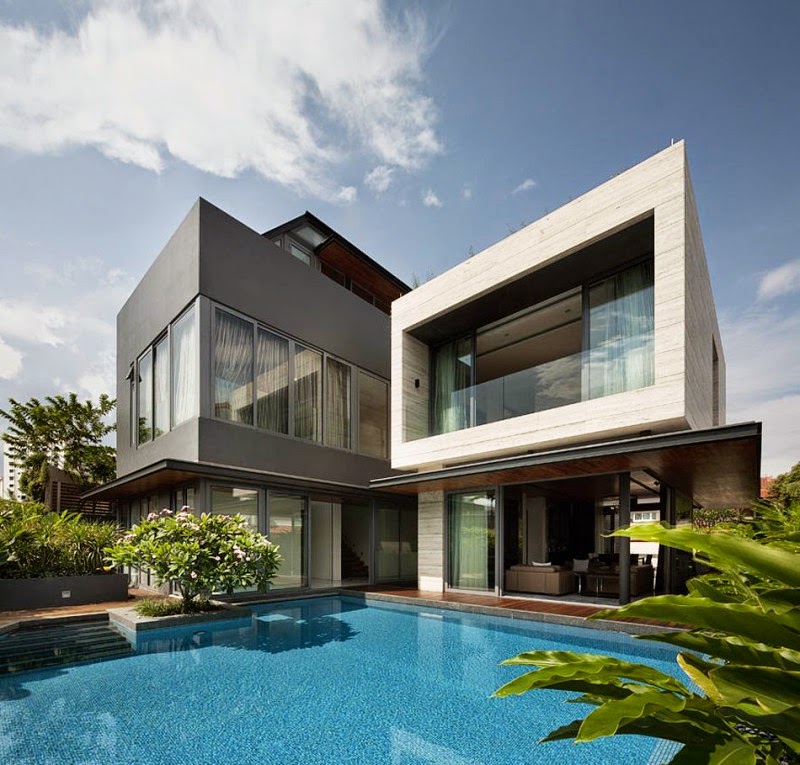 contemporary tropical house with pool