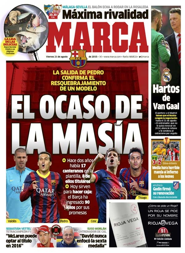 FC Barcelona, Marca: "El ocaso de la Masía"