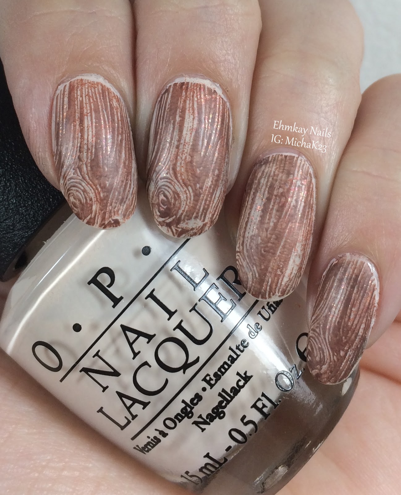 ehmkay nails JORD Wood Watches with Wood Grain Stamping Nail Art