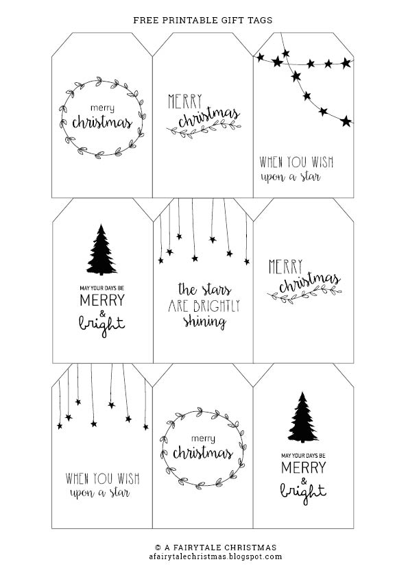 Free printable gift tags Fairytale Christmas