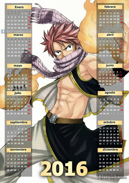 calendario 2016 fairy tail