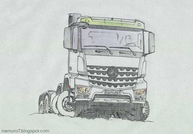 Draw Mercedes Benz Arocs 8x8 Truck