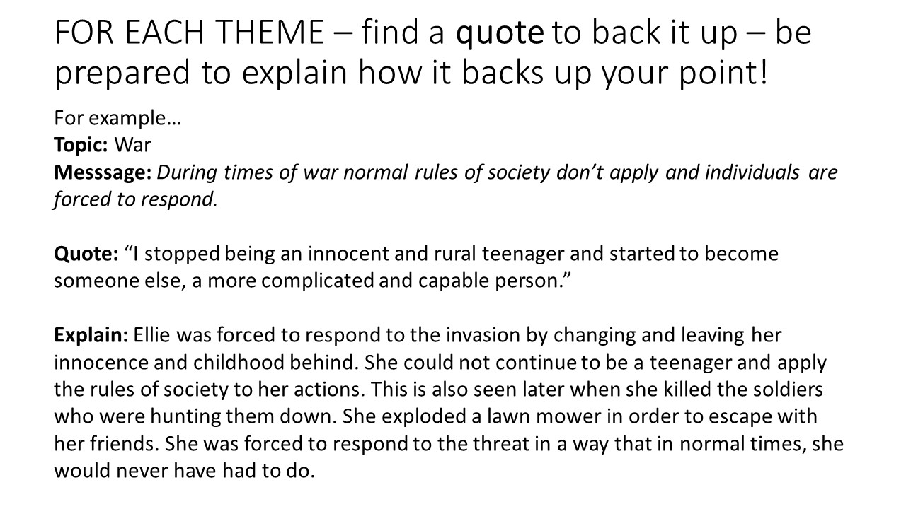 Miss Allaker S 11 English Work Page Example Of Topic Message Quote Explain