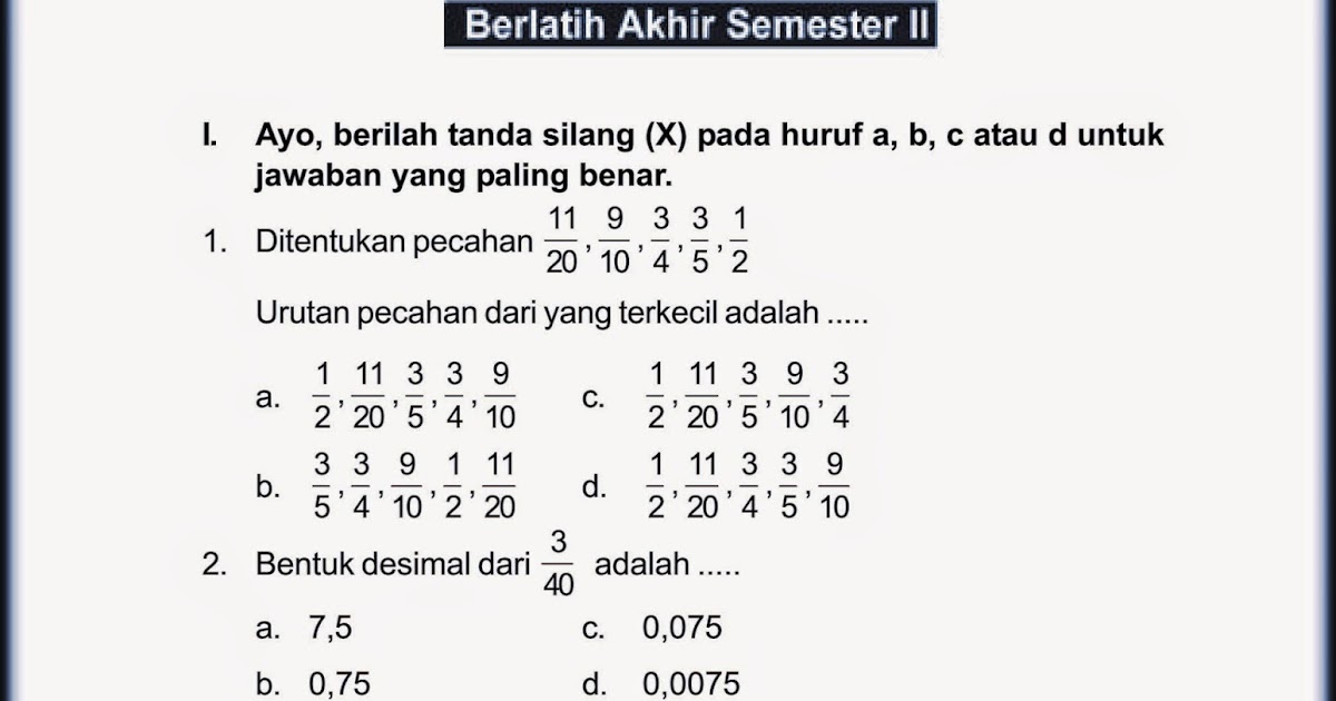 Soal Ujian Kelas 6 2022 Dan Kunci Jawaban