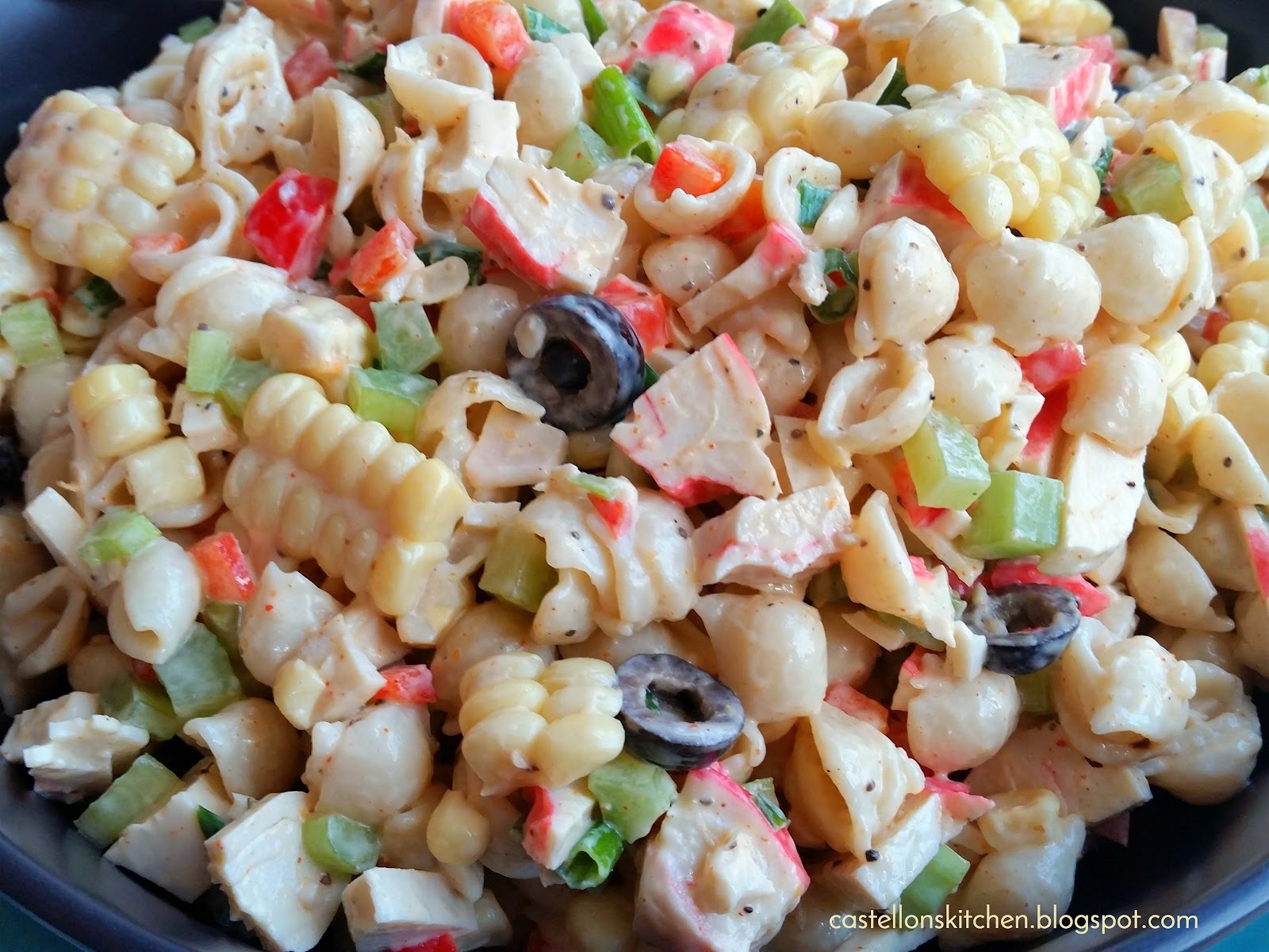 Castellon's Kitchen Easy Crab and Corn Pasta Salad