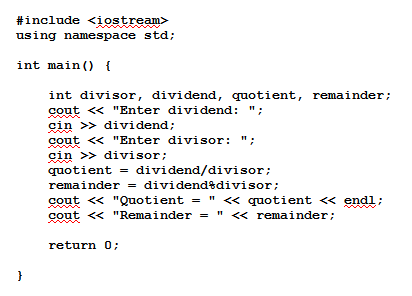Examples C++ Objects and Class, Find Quotient and Remainder.