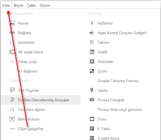 Diğer gadget'ler kısmına  tıklayın