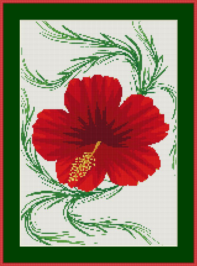 Cross Stitch Works Red Hibiscus Flowers 715111159 Free Cross Stitch Pattern