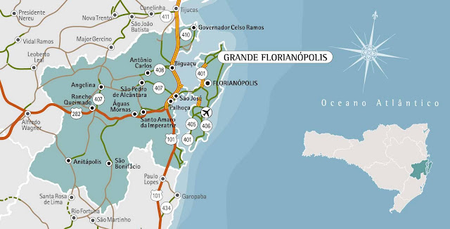 Mapa da região metropolitana de Florianópolis