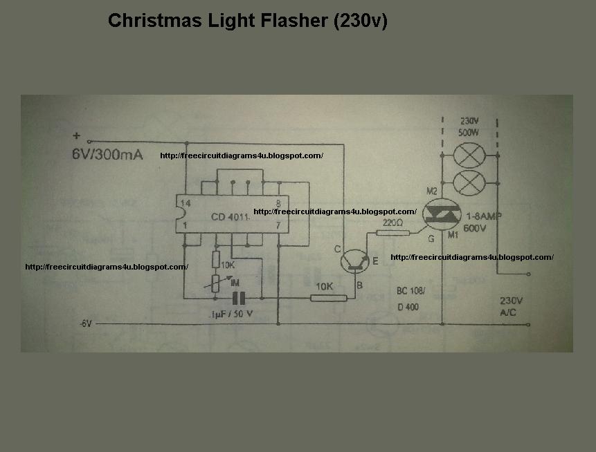 230 v Christmas Flash Light | Electronic Circuits Diagram