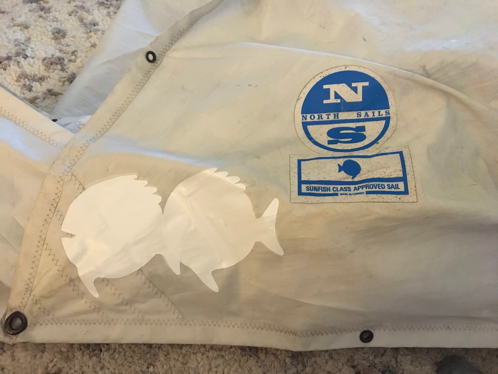 Small Boat Restoration Sunfish Sail Repair Adhesive Backed Sailcloth