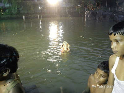 Ganpati Visarjan in an artificial lake in Mumbai