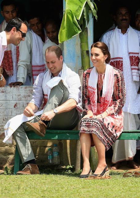 Prince William and Kate Middleton visit a village tea garden in Kaziranga, some 250kms from Guwahati, the capital of the north-eastern state of Assam