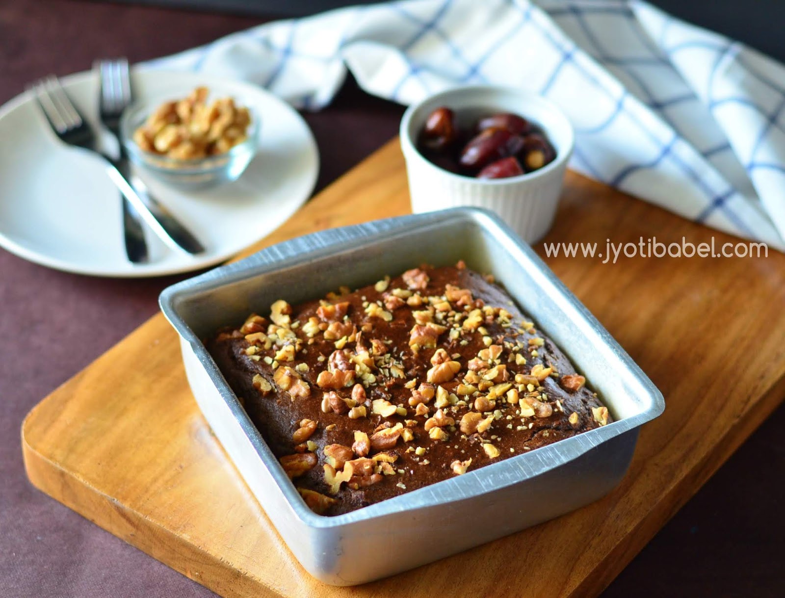Jyoti's Pages Whole Wheat Dates & Walnut Cake (Eggless) How to Bake
