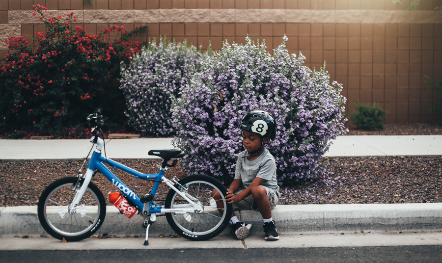 4 year old riding bike without training wheels