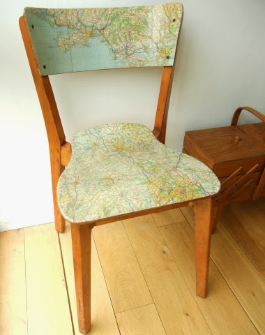 map decoupage chair