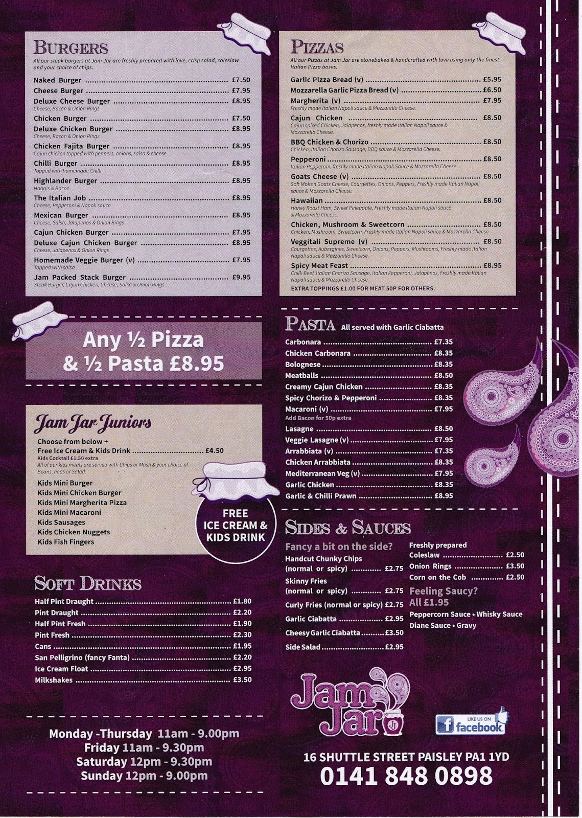 Jam Jar Jam Jar The Menus & Info!