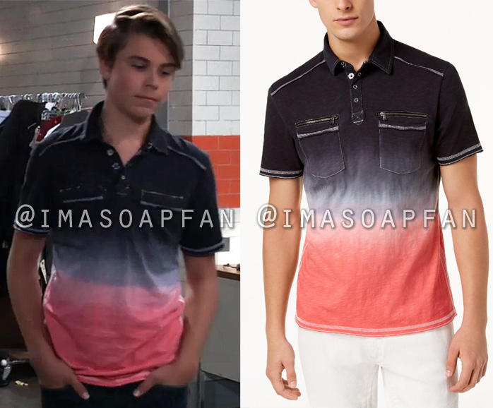 Cameron Webber, William Lipton, Black and Red Ombré Polo, General Hospital, GH