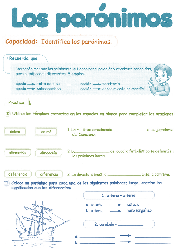 Parónimos para niños 4° Grado Primaria | Razonamiento Verbal