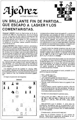 Crónica partida de ajedrez Lasker-Mieses
