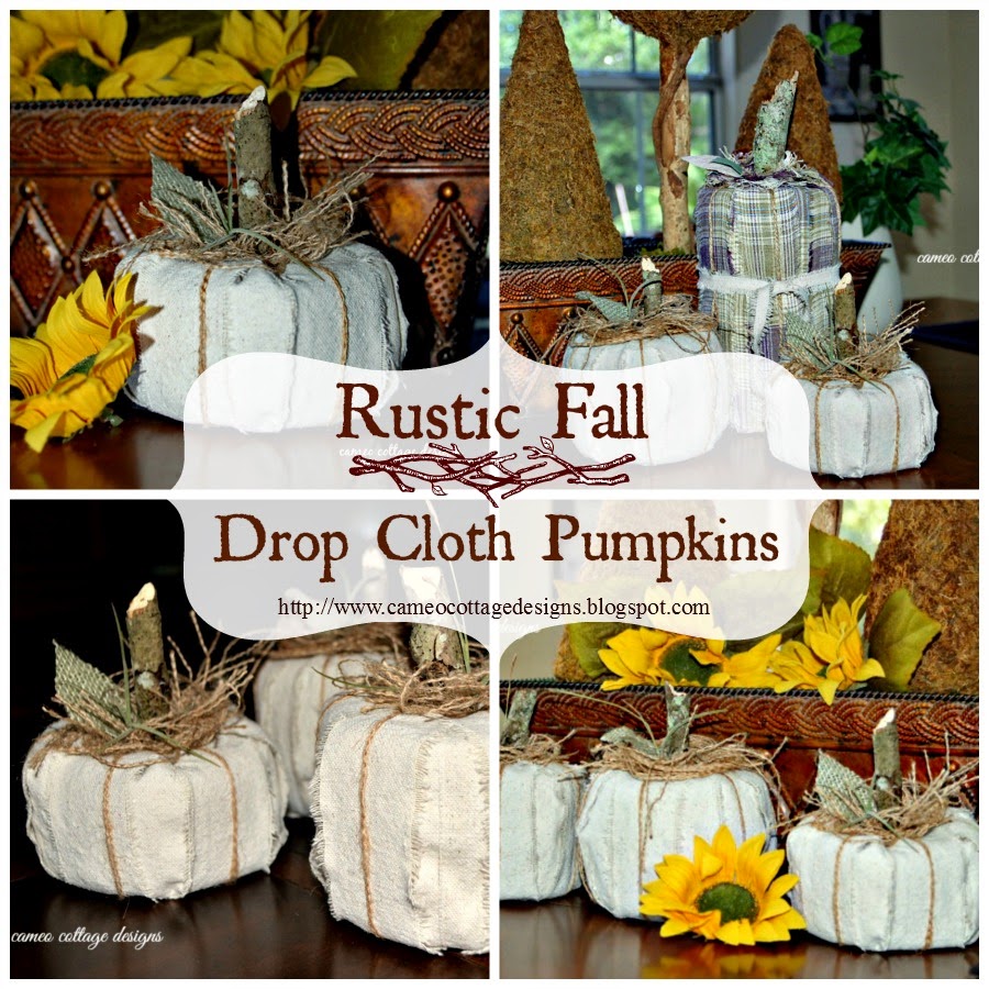 White Rustic Drop Cloth Pumpkins