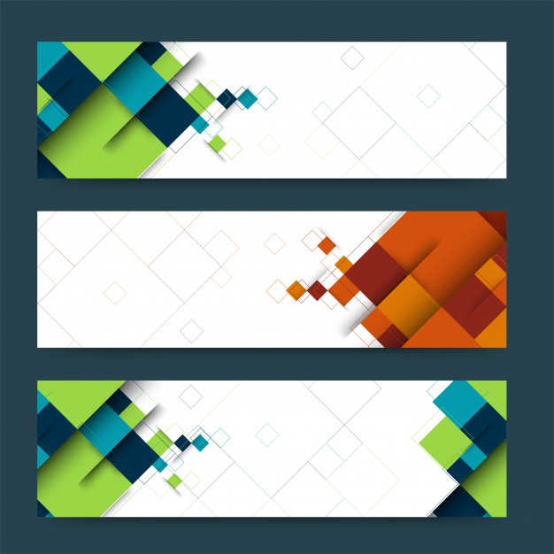 Abstract header or banner set with geometric shapes. Free Vector