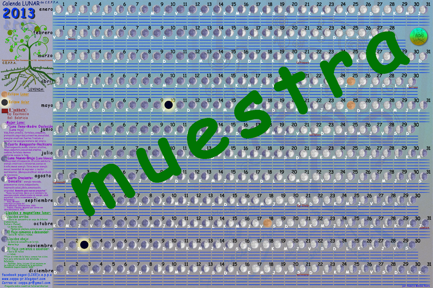 1ra edición Calendario Lunar 2013 C.E.P.P.A.
