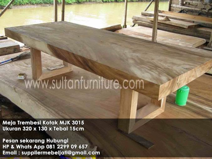 Furniture Meja  Alami Trembesi Solid FInishing natural PU