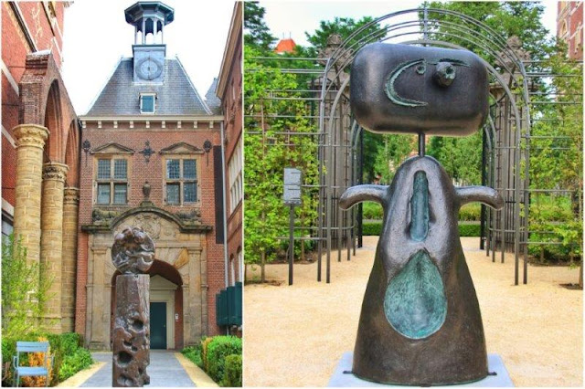 Esculturas de Joan Miro en los jardines del Rijksmuseum en Amsterdam – Estatua y Mujer