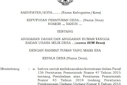 Contoh Perdes dan Keputusan Kepala Desa Tentang BUM Desa