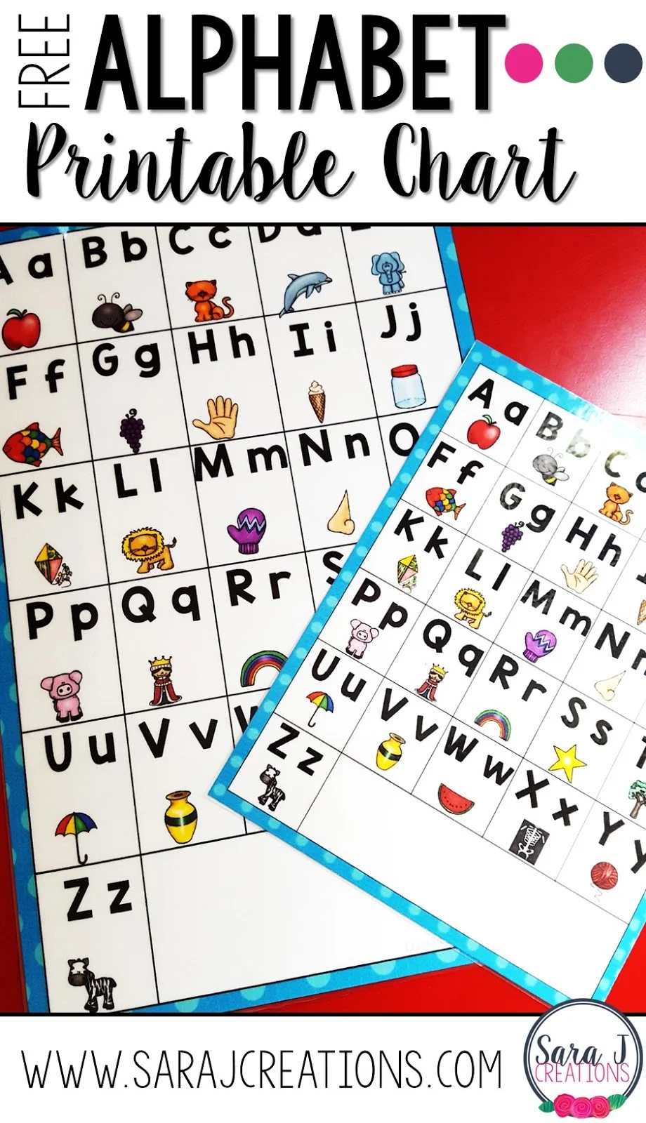 This free printable alphabet chart is perfect to help my preschooler remember the upper and lower case versions of each letter. We can also use this same chart as we move into beginning sounds.