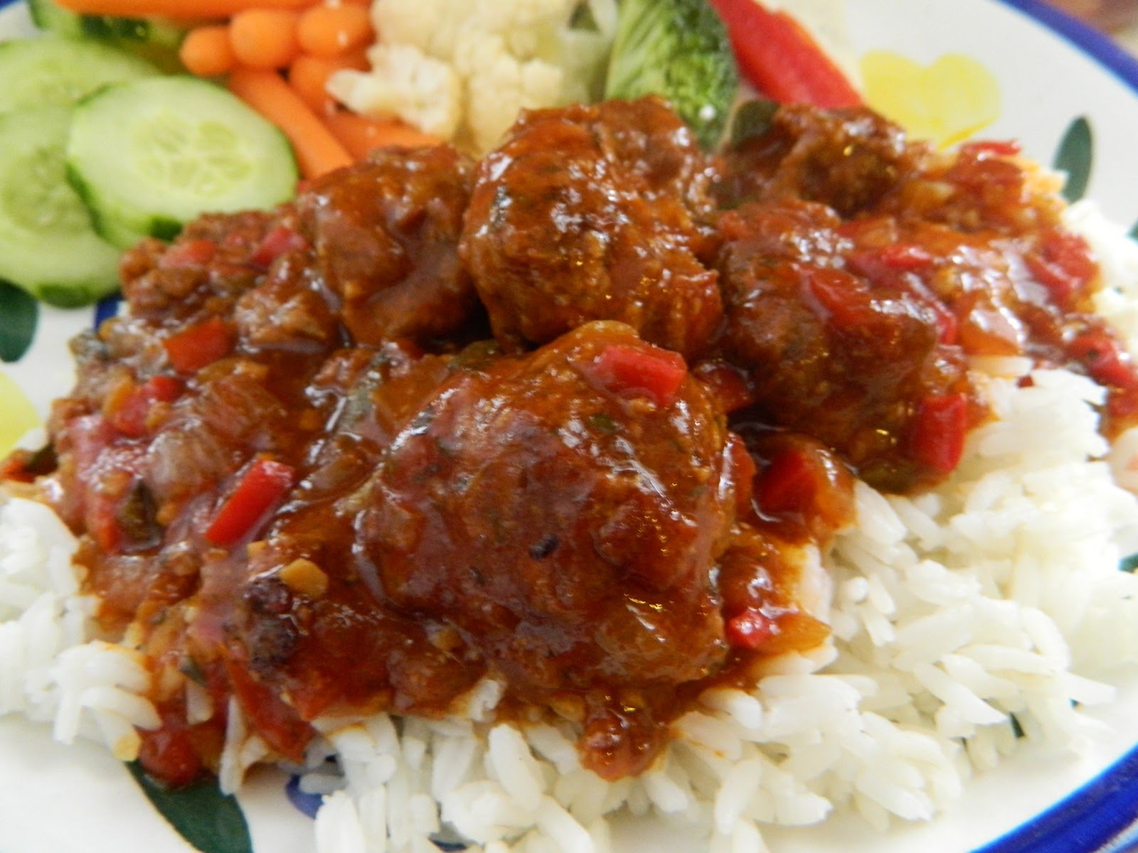 Tried and True Yummy Recipes Chili Meatballs over Rice