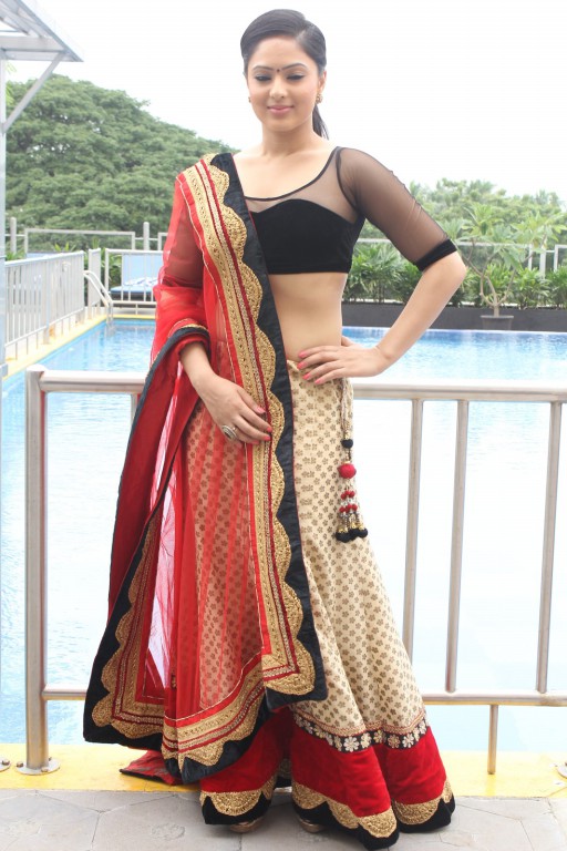 Actress Nikeesha Patel Stills In Red lehenga Churidar